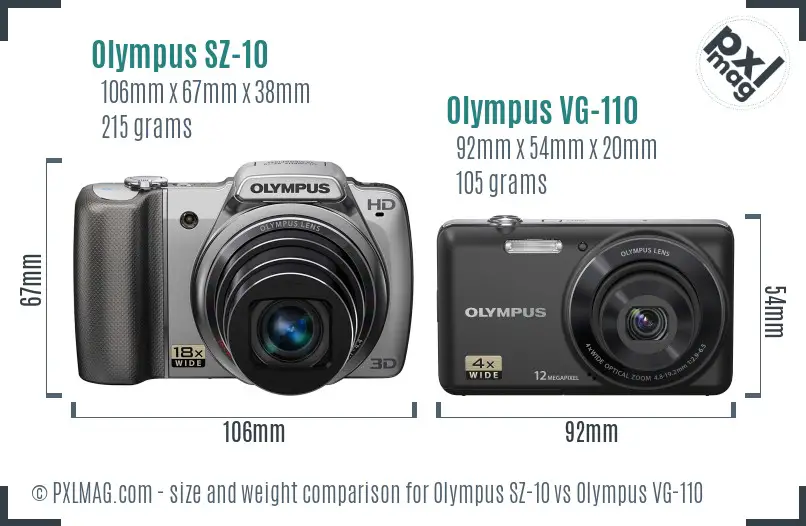Olympus SZ-10 vs Olympus VG-110 size comparison