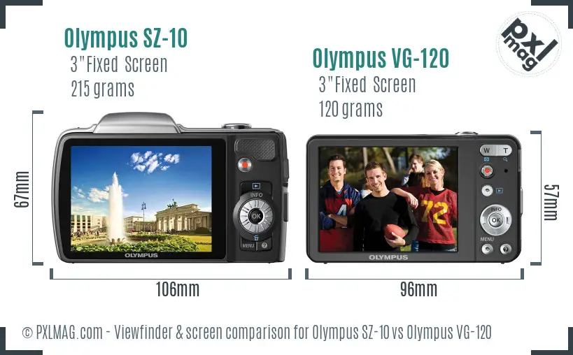 Olympus SZ-10 vs Olympus VG-120 Screen and Viewfinder comparison