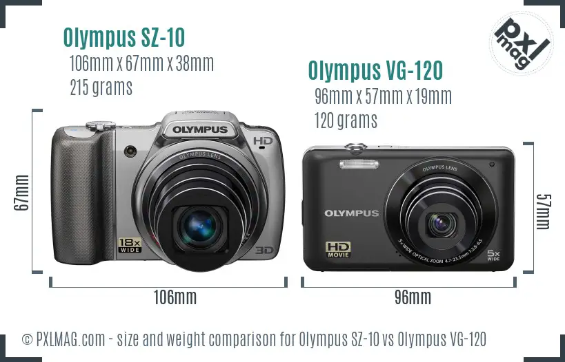 Olympus SZ-10 vs Olympus VG-120 size comparison