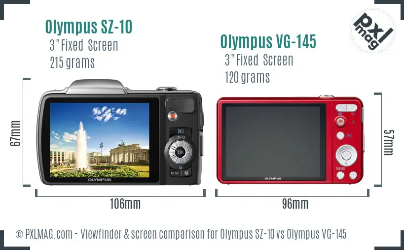 Olympus SZ-10 vs Olympus VG-145 Screen and Viewfinder comparison