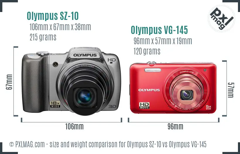 Olympus SZ-10 vs Olympus VG-145 size comparison