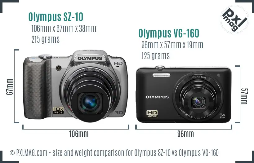 Olympus SZ-10 vs Olympus VG-160 size comparison
