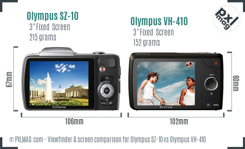 Olympus SZ-10 vs Olympus VH-410 Screen and Viewfinder comparison
