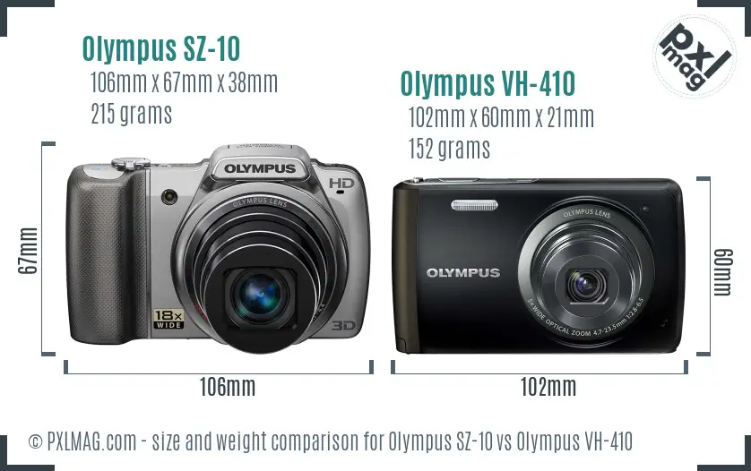 Olympus SZ-10 vs Olympus VH-410 size comparison