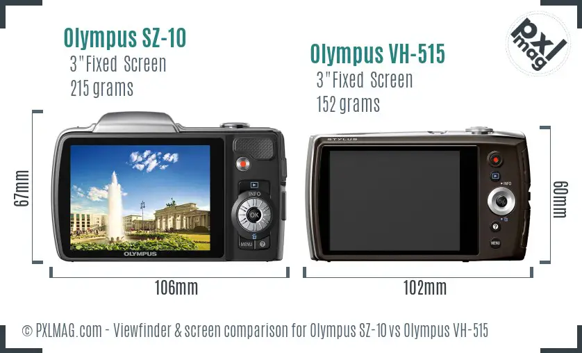 Olympus SZ-10 vs Olympus VH-515 Screen and Viewfinder comparison