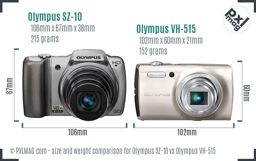 Olympus SZ-10 vs Olympus VH-515 size comparison