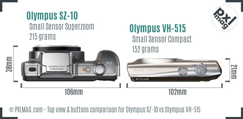 Olympus SZ-10 vs Olympus VH-515 top view buttons comparison