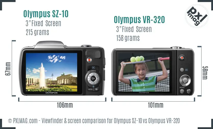 Olympus SZ-10 vs Olympus VR-320 Screen and Viewfinder comparison