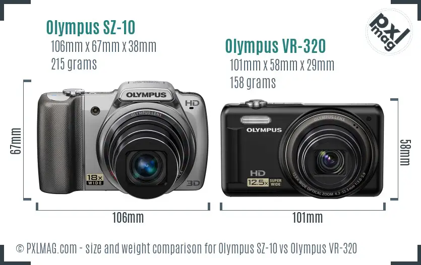 Olympus SZ-10 vs Olympus VR-320 size comparison