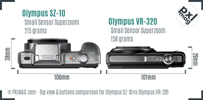 Olympus SZ-10 vs Olympus VR-320 top view buttons comparison