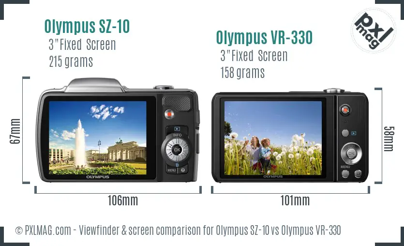 Olympus SZ-10 vs Olympus VR-330 Screen and Viewfinder comparison