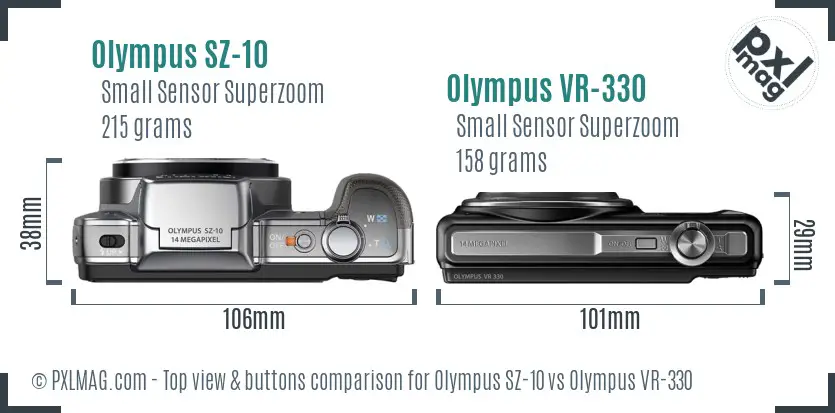 Olympus SZ-10 vs Olympus VR-330 top view buttons comparison