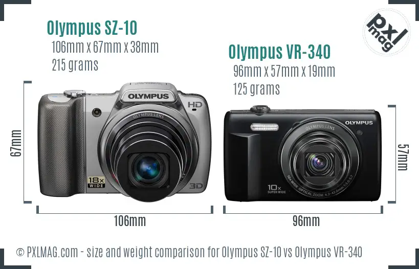 Olympus SZ-10 vs Olympus VR-340 size comparison