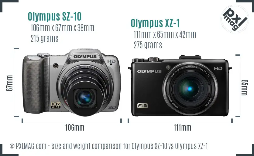 Olympus SZ-10 vs Olympus XZ-1 size comparison