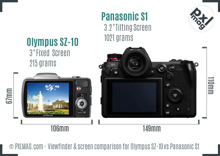 Olympus SZ-10 vs Panasonic S1 Screen and Viewfinder comparison