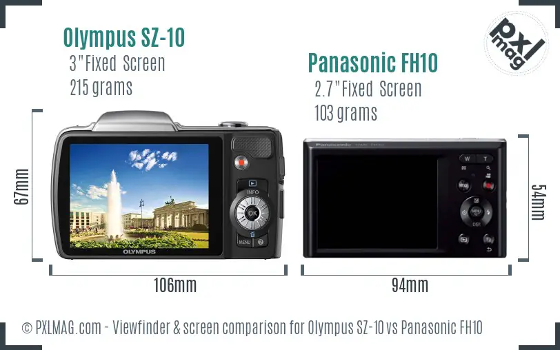 Olympus SZ-10 vs Panasonic FH10 Screen and Viewfinder comparison