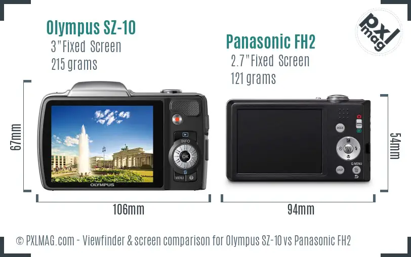Olympus SZ-10 vs Panasonic FH2 Screen and Viewfinder comparison
