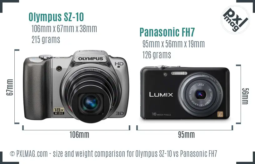 Olympus SZ-10 vs Panasonic FH7 size comparison