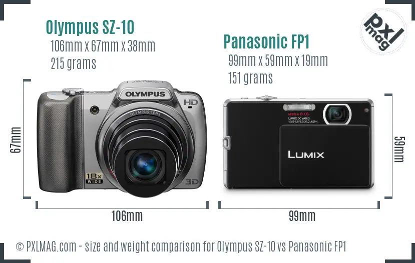 Olympus SZ-10 vs Panasonic FP1 size comparison