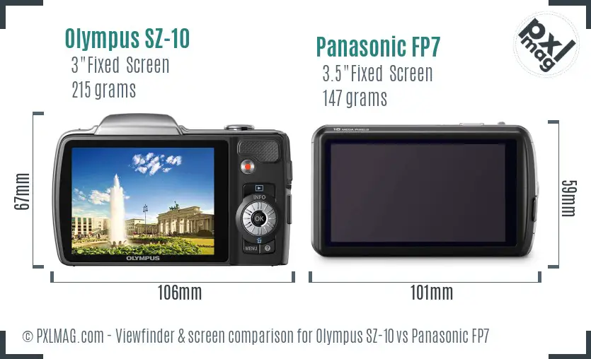 Olympus SZ-10 vs Panasonic FP7 Screen and Viewfinder comparison