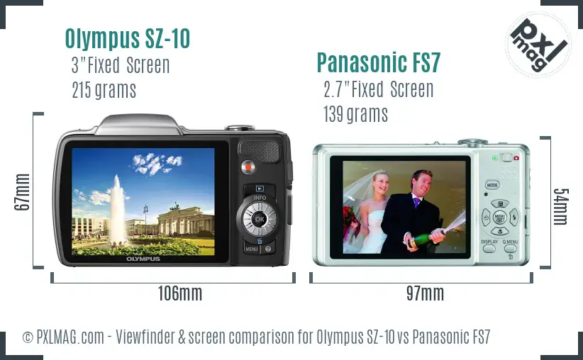 Olympus SZ-10 vs Panasonic FS7 Screen and Viewfinder comparison Olympus SZ-10 vs Panasonic FS7 Screen and Viewfinder comparison