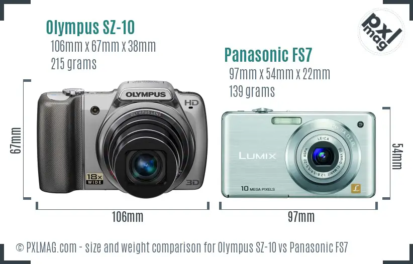 Olympus SZ-10 vs Panasonic FS7 size comparison Olympus SZ-10 vs Panasonic FS7 size comparison