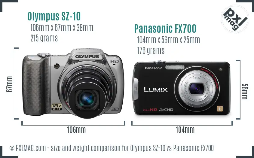 Olympus SZ-10 vs Panasonic FX700 size comparison