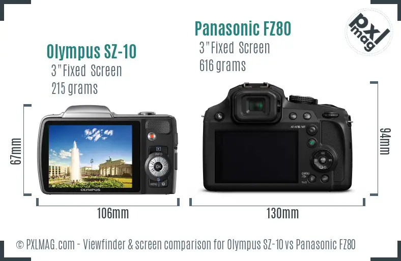 Olympus SZ-10 vs Panasonic FZ80 Screen and Viewfinder comparison Olympus SZ-10 vs Panasonic FZ80 Screen and Viewfinder comparison
