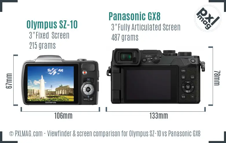 Olympus SZ-10 vs Panasonic GX8 Screen and Viewfinder comparison Olympus SZ-10 vs Panasonic GX8 Screen and Viewfinder comparison