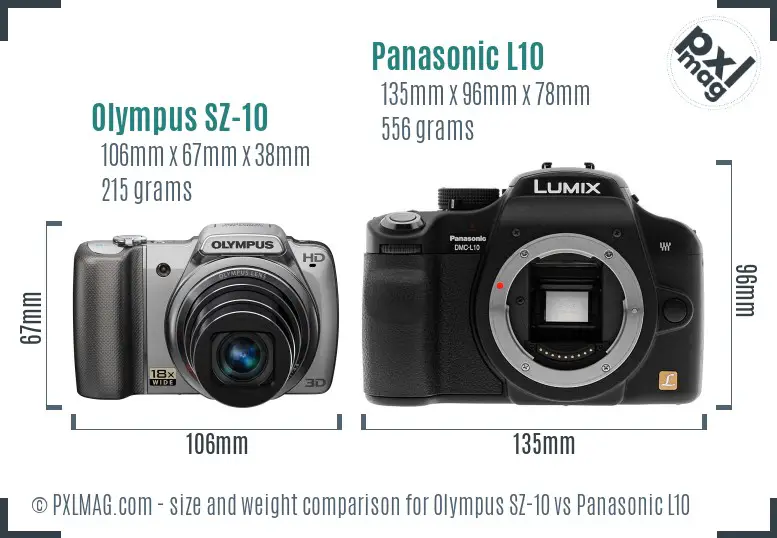 Olympus SZ-10 vs Panasonic L10 size comparison