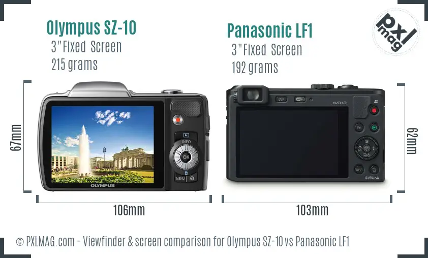 Olympus SZ-10 vs Panasonic LF1 Screen and Viewfinder comparison