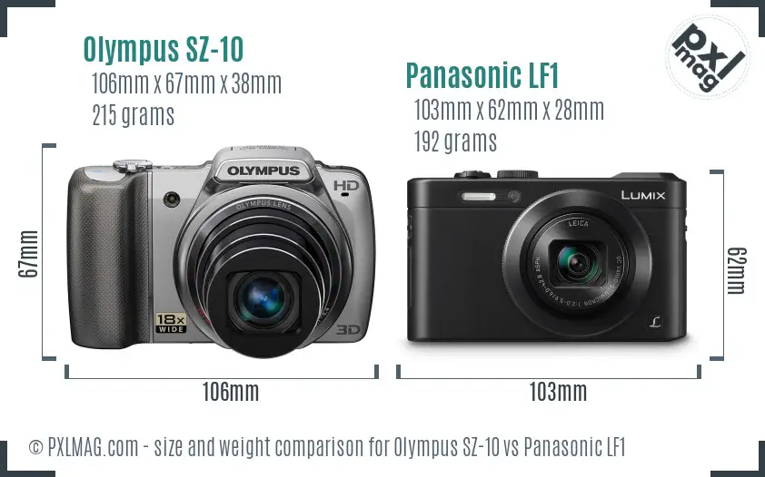Olympus SZ-10 vs Panasonic LF1 size comparison