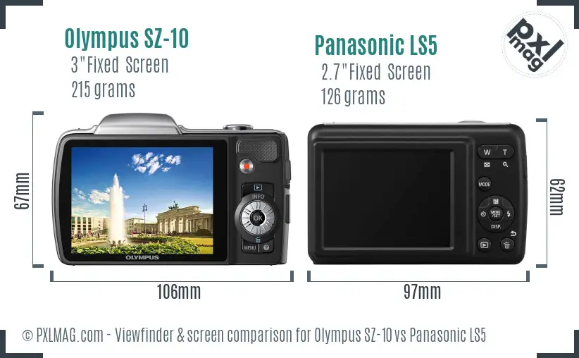 Olympus SZ-10 vs Panasonic LS5 Screen and Viewfinder comparison