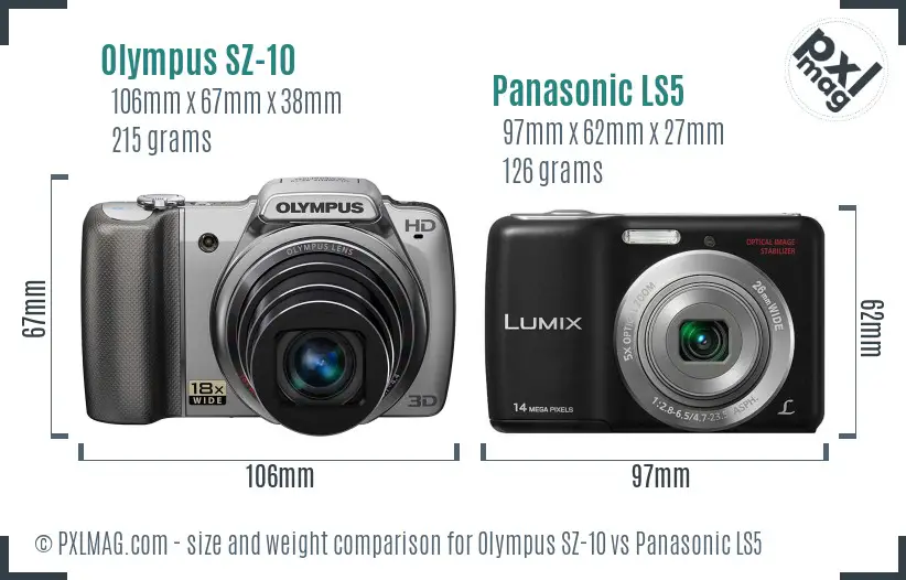 Olympus SZ-10 vs Panasonic LS5 size comparison