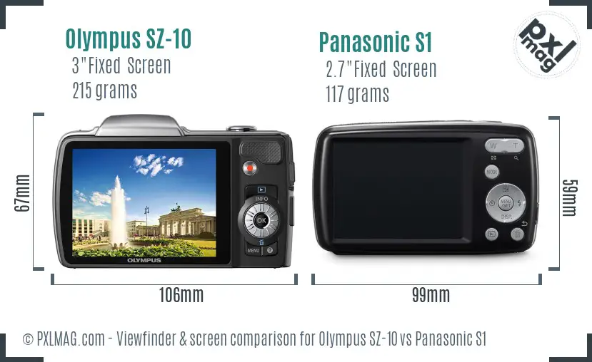 Olympus SZ-10 vs Panasonic S1 Screen and Viewfinder comparison