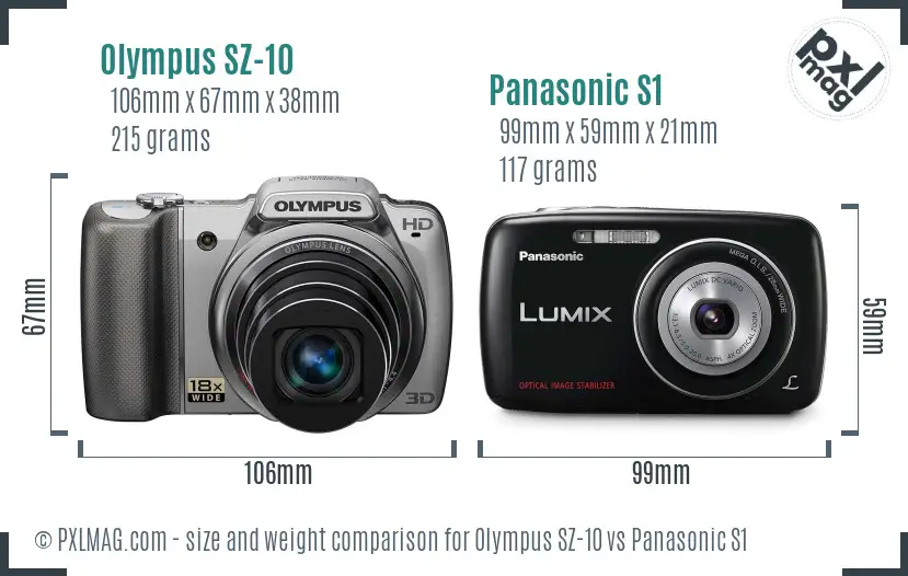 Olympus SZ-10 vs Panasonic S1 size comparison