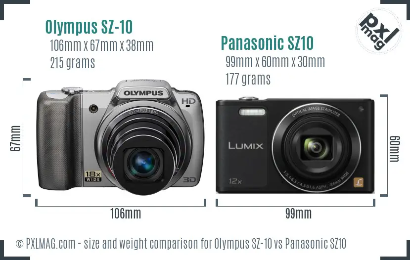 Olympus SZ-10 vs Panasonic SZ10 size comparison