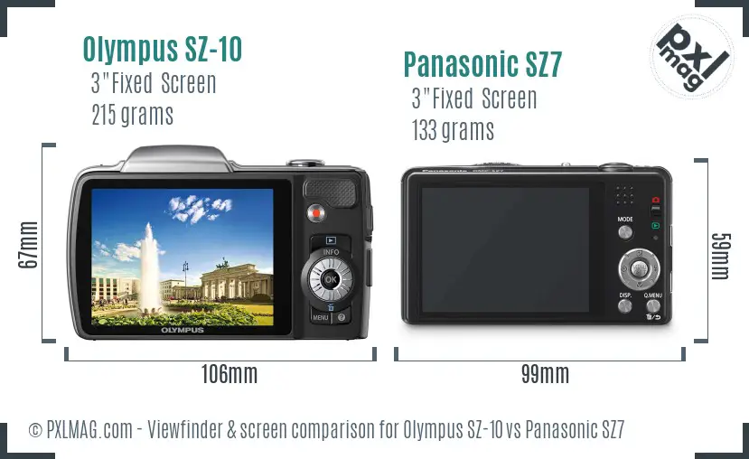 Olympus SZ-10 vs Panasonic SZ7 Screen and Viewfinder comparison Olympus SZ-10 vs Panasonic SZ7 Screen and Viewfinder comparison