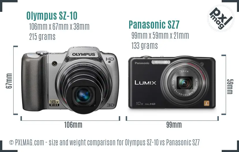 Olympus SZ-10 vs Panasonic SZ7 size comparison Olympus SZ-10 vs Panasonic SZ7 size comparison