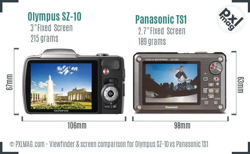 Olympus SZ-10 vs Panasonic TS1 Screen and Viewfinder comparison