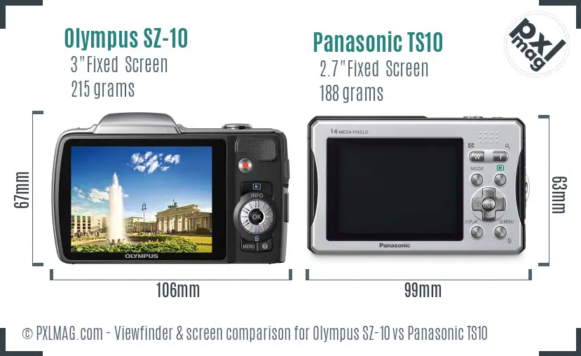 Olympus SZ-10 vs Panasonic TS10 Screen and Viewfinder comparison