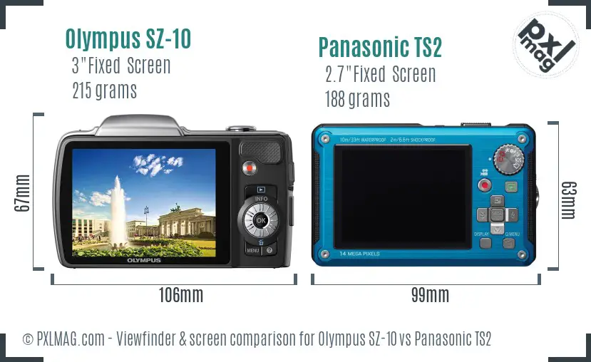 Olympus SZ-10 vs Panasonic TS2 Screen and Viewfinder comparison