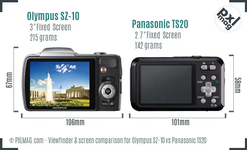 Olympus SZ-10 vs Panasonic TS20 Screen and Viewfinder comparison