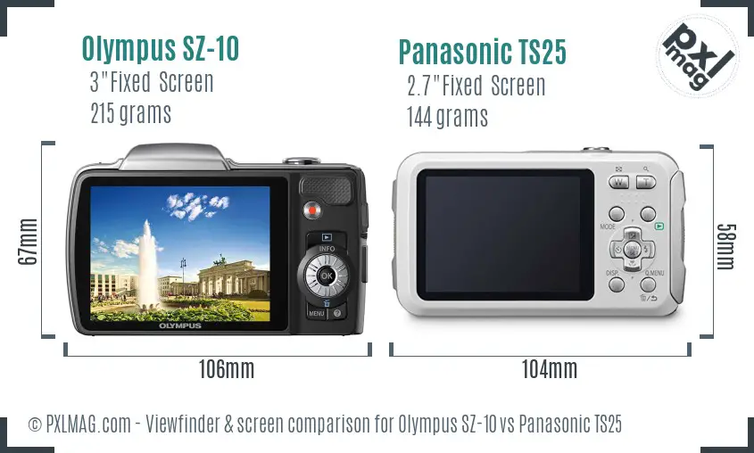 Olympus SZ-10 vs Panasonic TS25 Screen and Viewfinder comparison