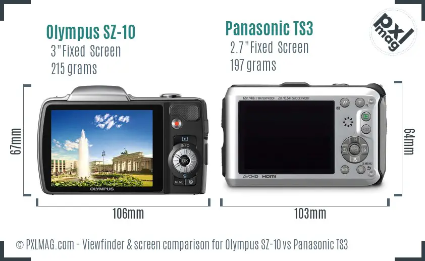 Olympus SZ-10 vs Panasonic TS3 Screen and Viewfinder comparison