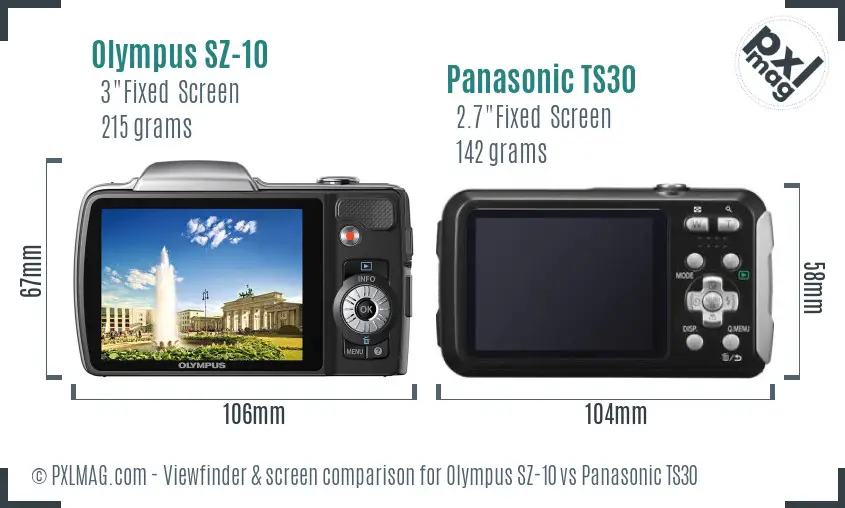 Olympus SZ-10 vs Panasonic TS30 Screen and Viewfinder comparison