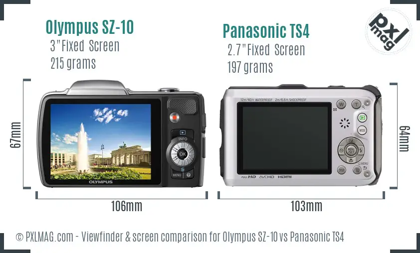 Olympus SZ-10 vs Panasonic TS4 Screen and Viewfinder comparison
