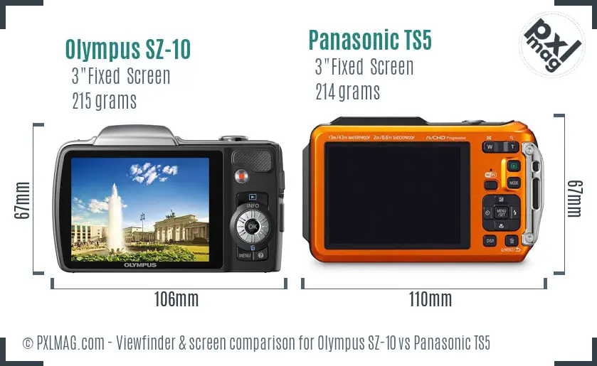 Olympus SZ-10 vs Panasonic TS5 Screen and Viewfinder comparison