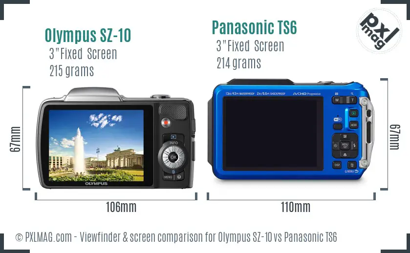 Olympus SZ-10 vs Panasonic TS6 Screen and Viewfinder comparison