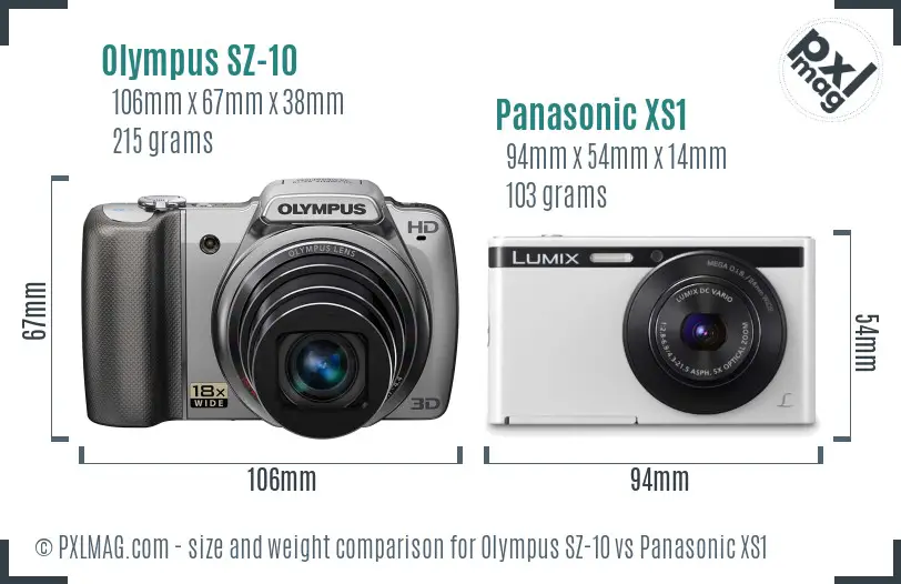 Olympus SZ-10 vs Panasonic XS1 size comparison